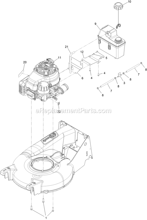 Engine Assembly Diagram and Parts List for ECX180CKA21000 (400000000-402082299)(2017) Exmark Lawn Mower