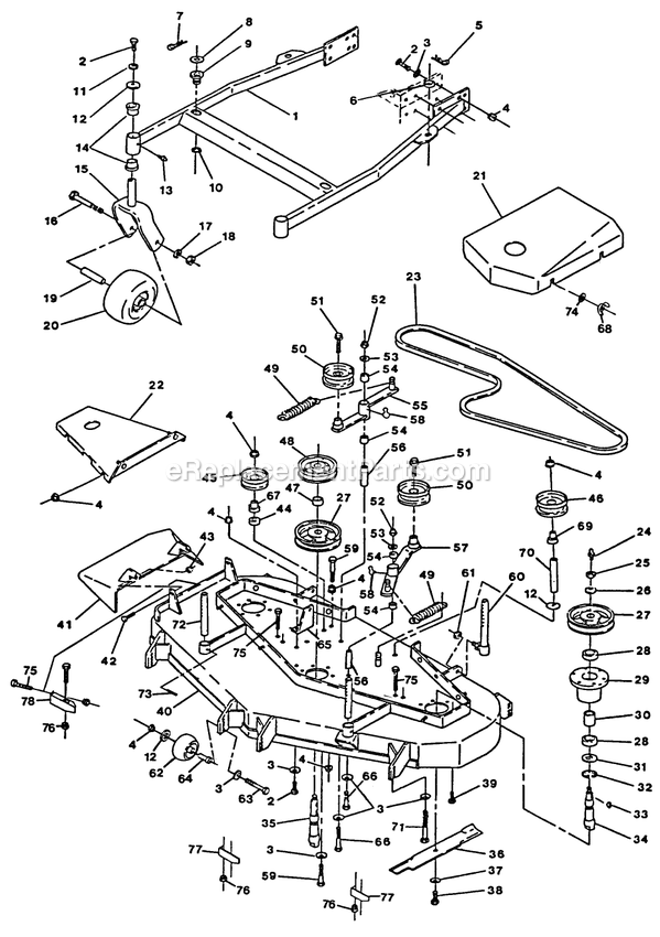 Mower Deck (1) Diagram and Parts List for TTH-18KO (84000-89999)(1993) Exmark Lawn Mower