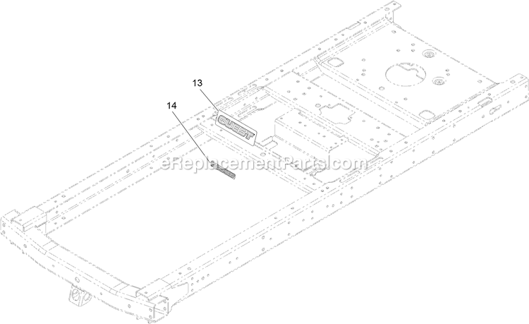 Main Frame With Decals Assembly Diagram and Parts List for QZS735GKC54200 (408644346-411294211)(2021) Exmark Lawn Mower