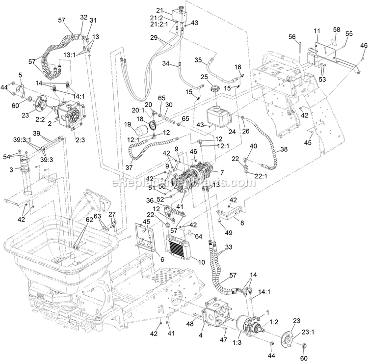 Hydraulic Assembly Diagram and Parts List for 34237 400000000-407088177 Exmark Sprayer