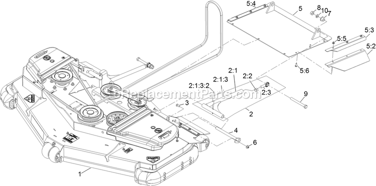 Complete Deck Assembly Diagram and Parts List for LZDS902K60RD (313000000-313999999)(2013) Exmark Lawn Mower
