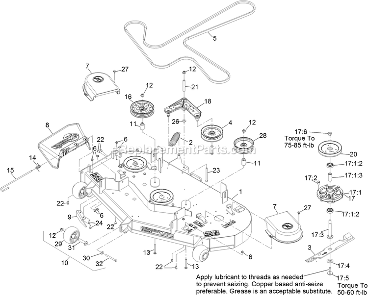Deck Assembly Diagram and Parts List for PNE691GKA52200 (316000000-399999999)(2016) Exmark Lawn Mower