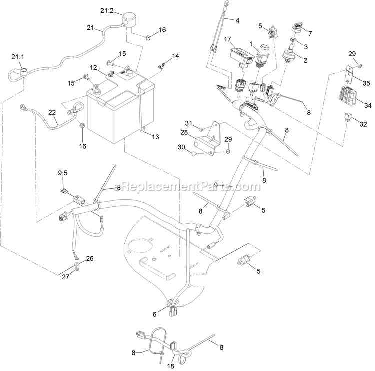 Electrical Assembly Diagram and Parts List for TTX680PKC60400 (402082300-404314158)(2018) Exmark Lawn Mower