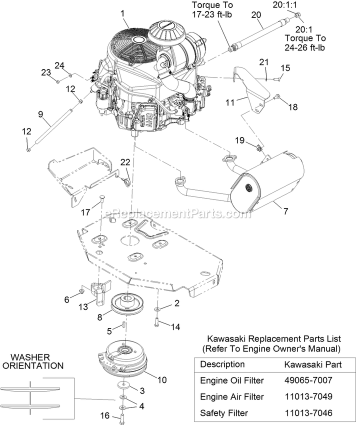 Engine Assembly Diagram and Parts List for LZE600KA484 (312000000-312999999)(2012) Exmark Lawn Mower