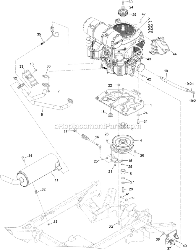 Engine Assembly Diagram and Parts List for STS650AKC48400 (406294345-408644345)(2020) Exmark Lawn Mower