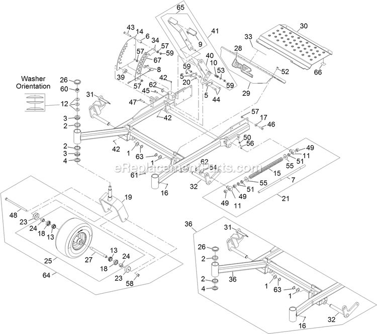 Front Frame Assembly Diagram and Parts List for LZDS902K605 (312000000-312999999)(2012) Exmark Lawn Mower