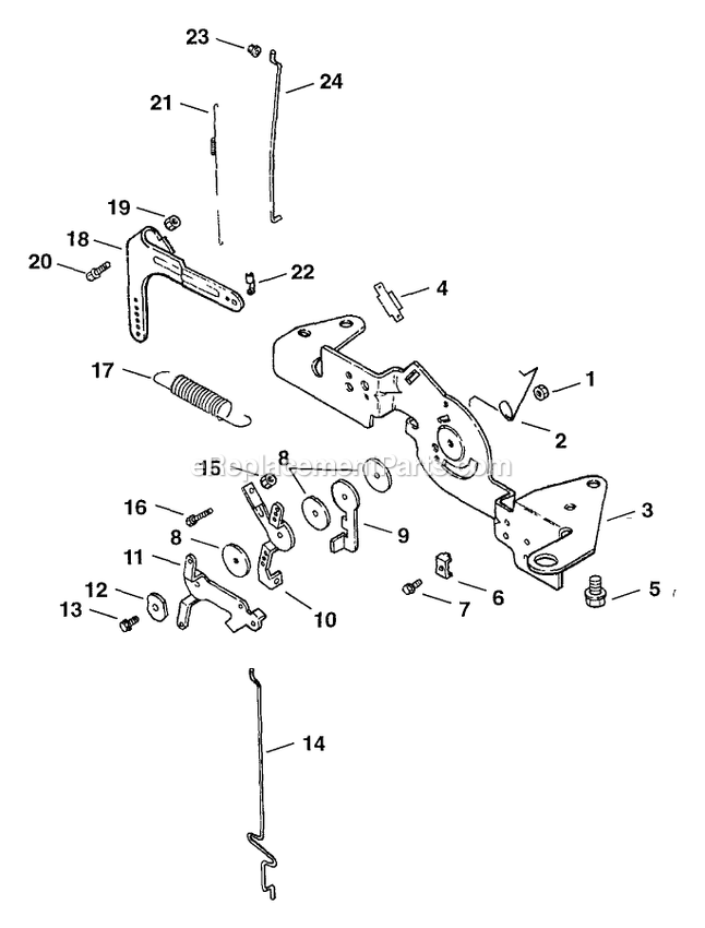 Engine Controls (1) Diagram and Parts List for TR-20KC (102000-114999)(1995) Exmark Lawn Mower