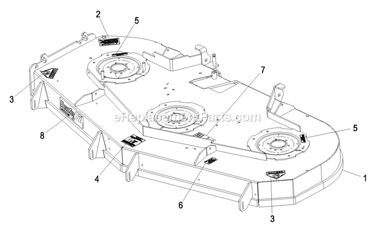 Deck With Decals Assembly (4) Diagram and Parts List for LZAS20BV484 (790000-849999)(2009) Exmark Lawn Mower