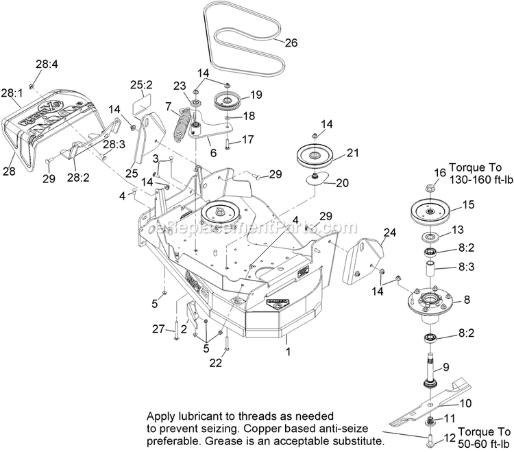Deck Assembly Diagram and Parts List for VT18KA363 (920000-999999)(2011) Exmark Lawn Mower