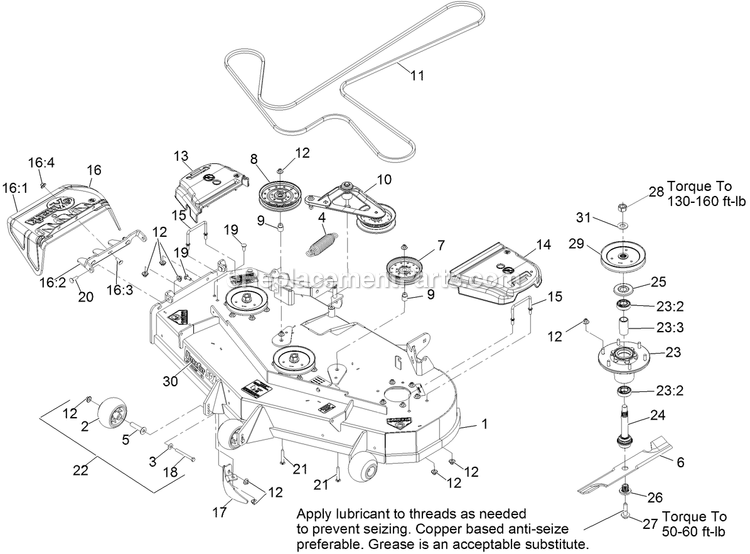 Deck Assembly Diagram and Parts List for LZS801KA524 (314000000-314999999)(2014) Exmark Lawn Mower