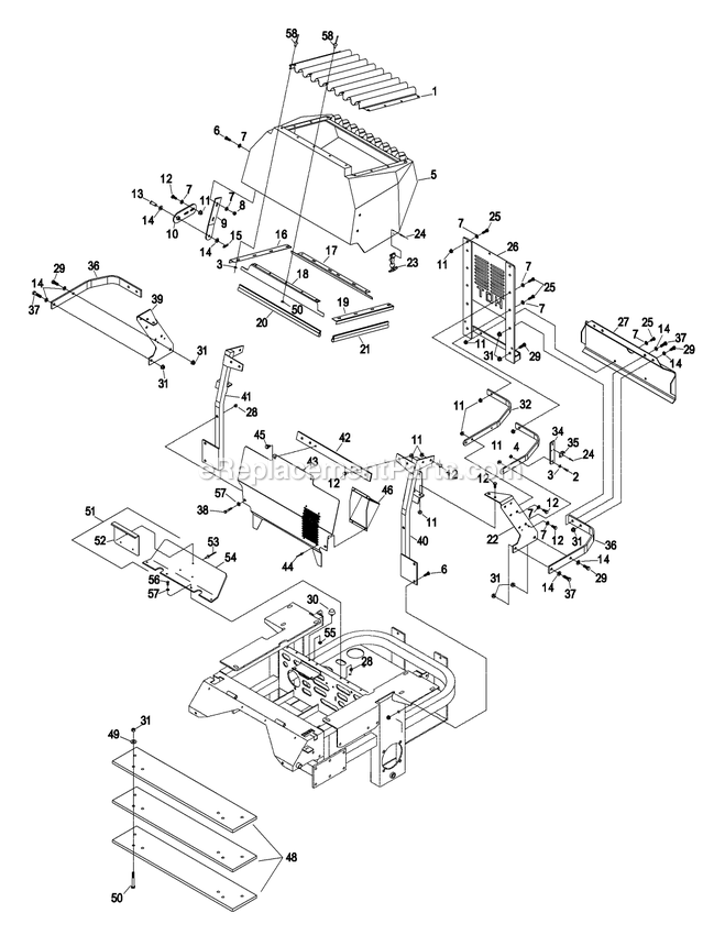 Engine Deck Group (4) Diagram and Parts List for LZ25KA604 (320000-369999)(2002) Exmark Lawn Mower
