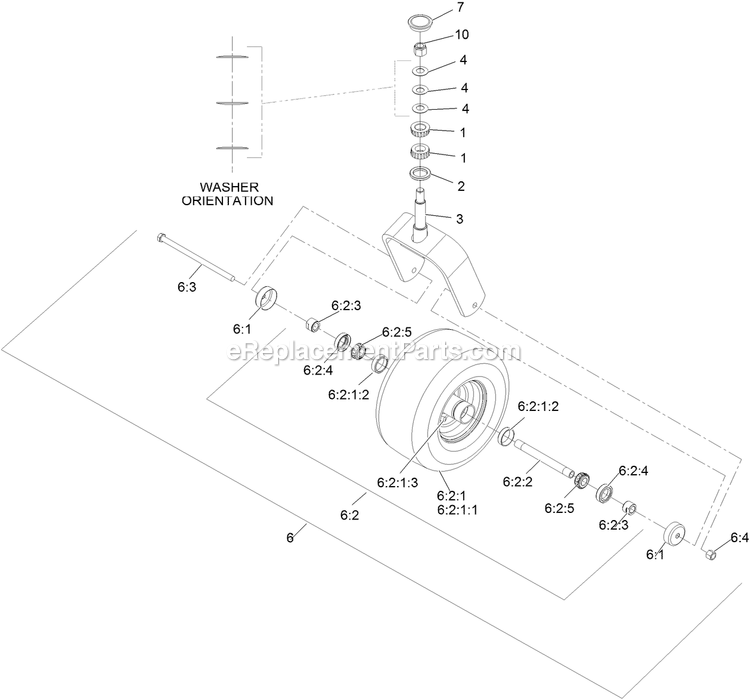Caster Wheel Assembly Diagram and Parts List for LZE751GKA604A1 (400000000-402082299)(2017) Exmark Lawn Mower