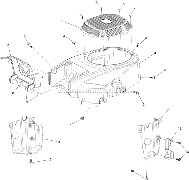 Blower Housing Assembly Diagram and Parts List for RAE708GEM52300 (404314159-406294344)(2019) Exmark Lawn Mower