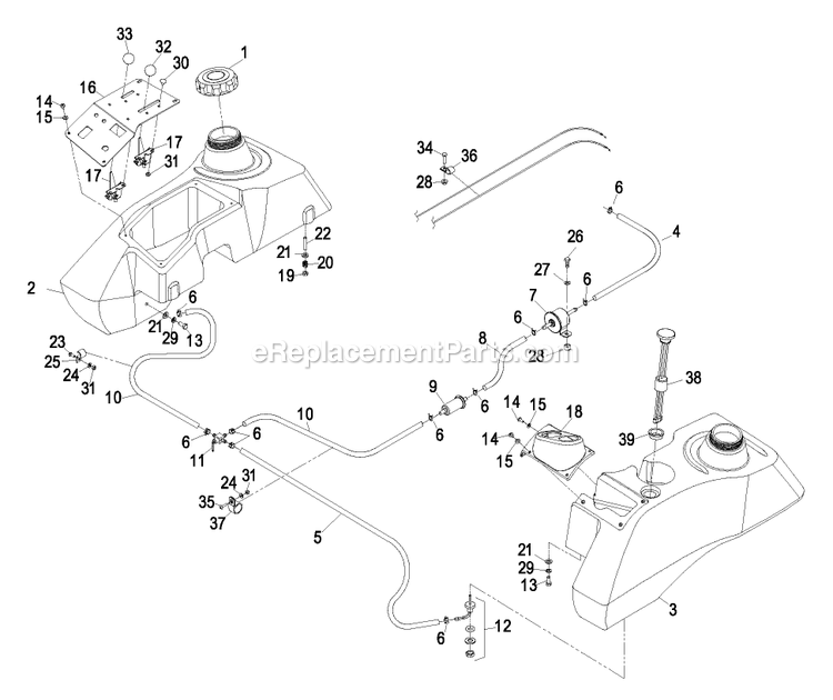 Fuel Group Diagram and Parts List for LZ27LKA604 (510000-539999)(2005) Exmark Lawn Mower