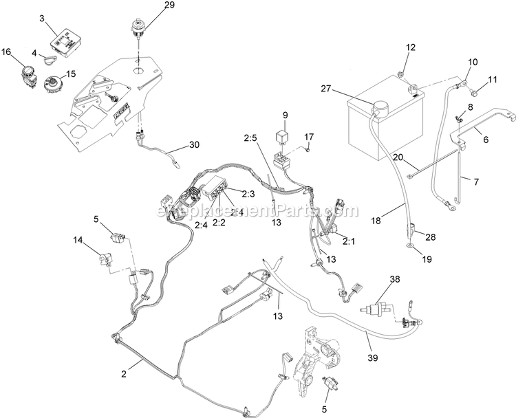Electrical Assembly Diagram and Parts List for LZX801CKA606C1 (400000000-402082299)(2017) Exmark Lawn Mower