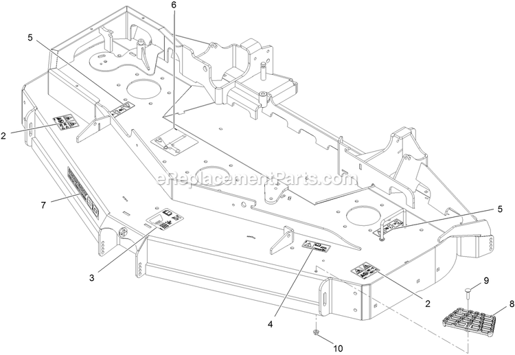 Deck With Decals Assembly Diagram and Parts List for LZE751GKA60RA1 (402082300-404314158)(2018) Exmark Lawn Mower