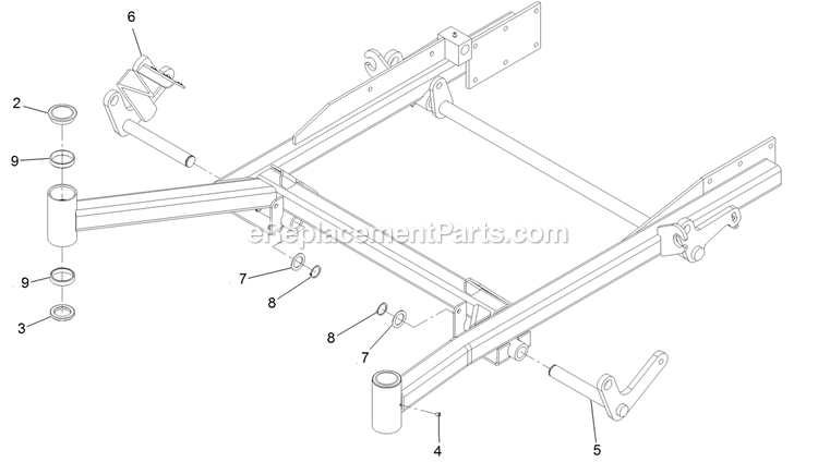 Front Frame Assembly (1) Diagram and Parts List for LZDS902K605 (313000000-313999999)(2013) Exmark Lawn Mower
