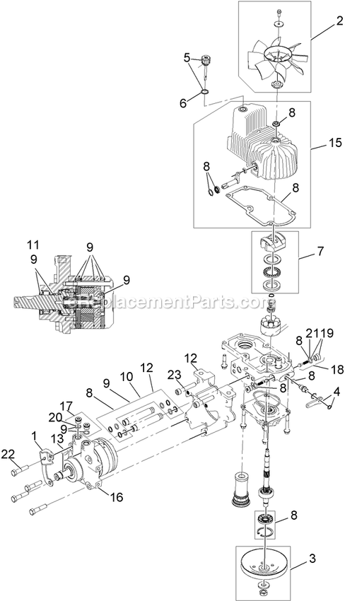 Lh Hydro Assembly Diagram and Parts List for LZS651KA484 (313000000-313999999)(2013) Exmark Lawn Mower