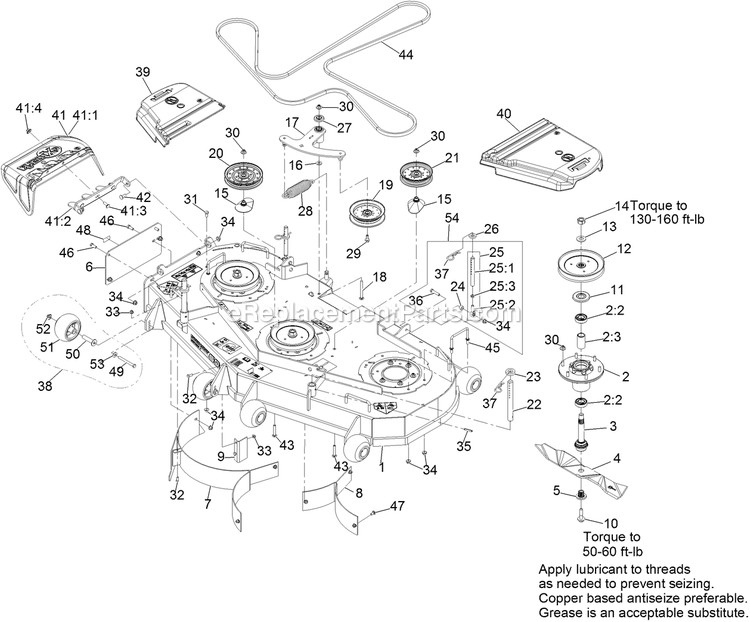 Deck Assembly Diagram and Parts List for TTX650EKC604N0 (316000000-399999999)(2016) Exmark Lawn Mower