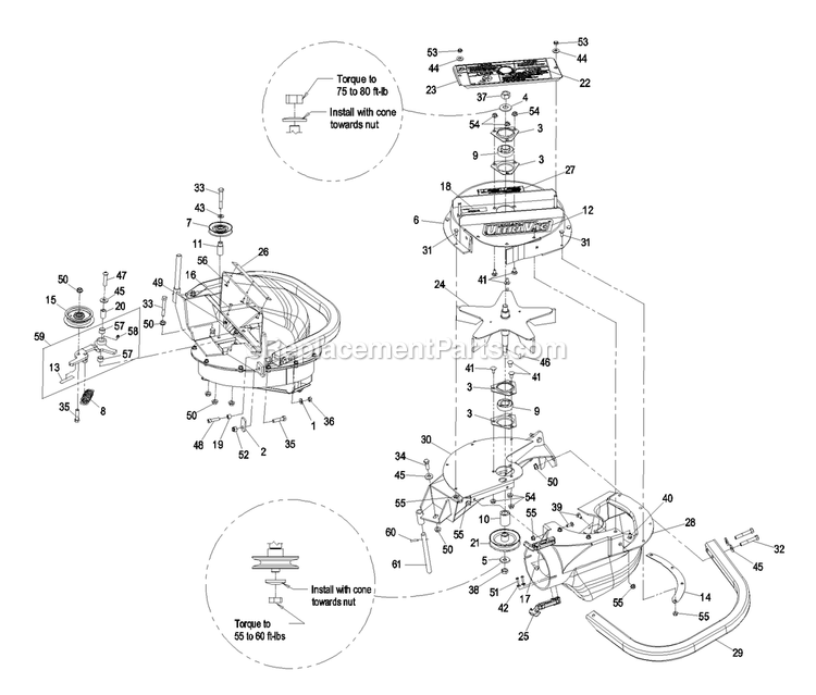 Blower Assembly (1) Diagram and Parts List for LZUV3B (790000-849999)(2009) Exmark Lawn Tractor Accessories
