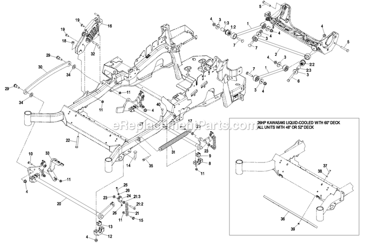 Deck Support Group Diagram and Parts List for LZAS22KA484CA (850000-919999)(2010) Exmark Lawn Mower