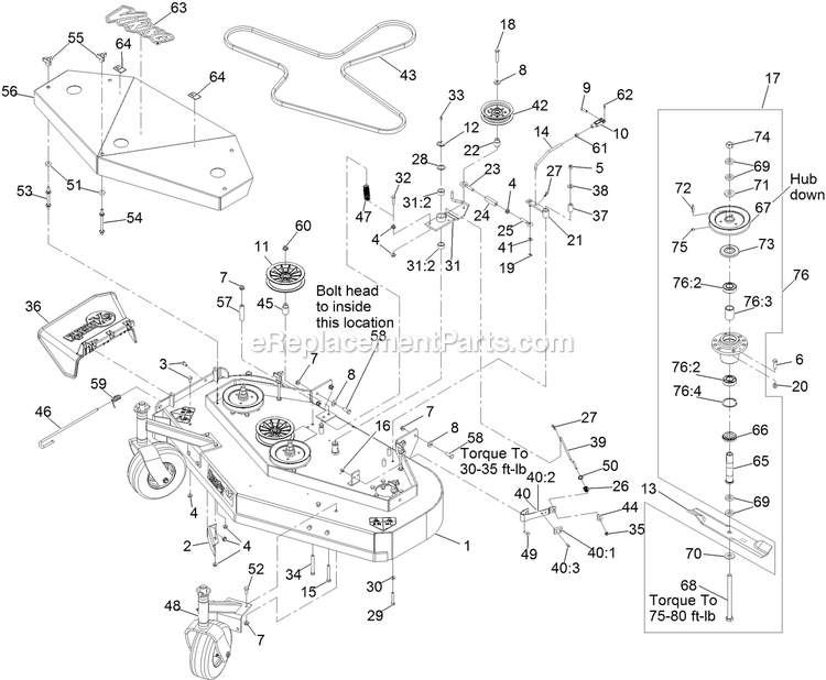 Deck Assembly Diagram and Parts List for VHS481GKA48300 (315000000-315999999)(2015) Exmark Lawn Mower