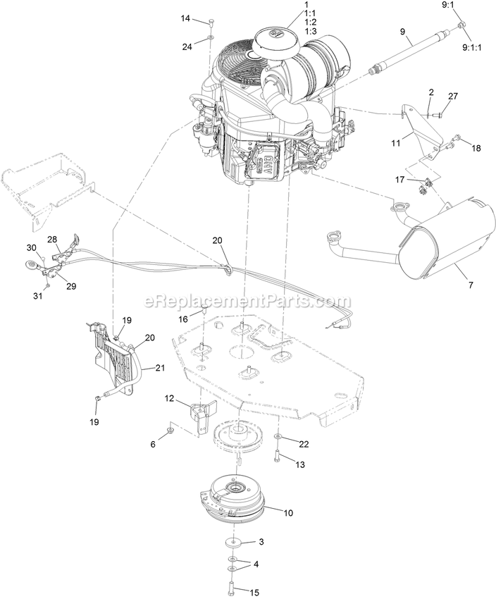 Engine Assembly Diagram and Parts List for LZE730GKA524C2 (402082300-404314158)(2018) Exmark Lawn Mower
