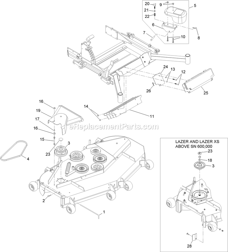 Weight And Belt Drive Components (1) Diagram and Parts List for UVD6672 (600000-669999)(2006) Exmark Lawn Tractor Accessories