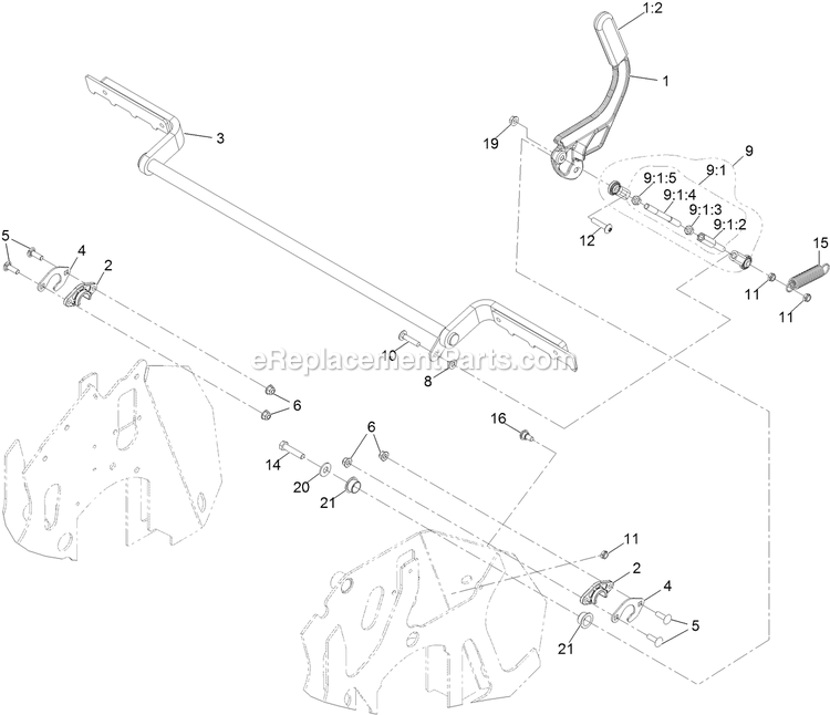 Park Brake Assembly Diagram and Parts List for STS651GKA48400 (406294345-408644345)(2020) Exmark Lawn Mower