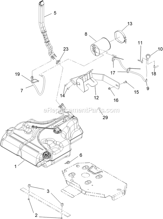 Fuel Tank Mounting Assembly Diagram and Parts List for LZS22KA484CA (920000-999999)(2011) Exmark Lawn Mower