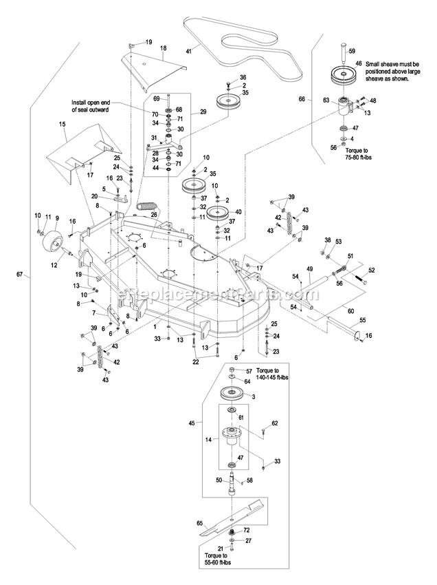Deck Group (1) Diagram and Parts List for LAS23KC524 (600000-669999)(2006) Exmark Lawn Mower