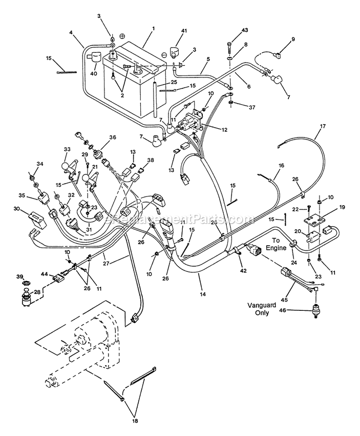 Electrical Group Diagram and Parts List for TR-22KC (115000-129999)(1996) Exmark Lawn Mower