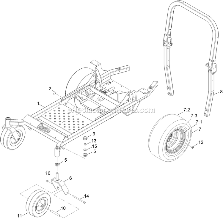 Main Frame Assembly Diagram and Parts List for PNE691GKA52200 (315000000-315999999)(2015) Exmark Lawn Mower