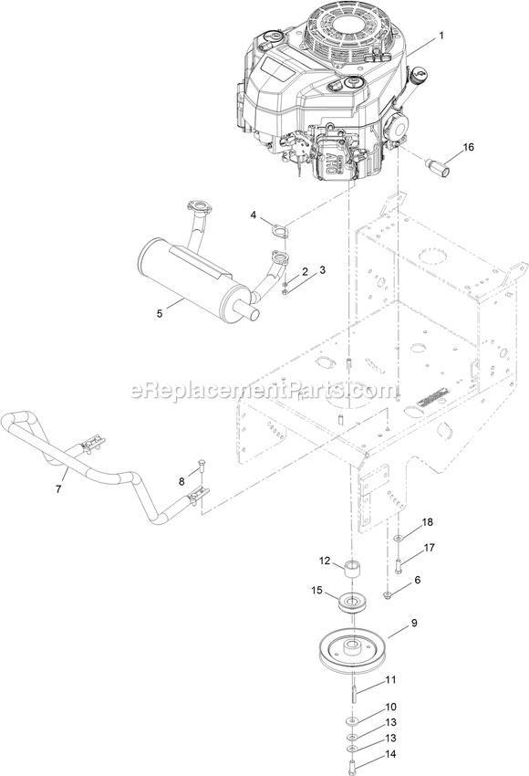 Engine Assembly Diagram and Parts List for MGS481CKA36200 (406294345-408644345)(2020) Exmark Lawn Mower