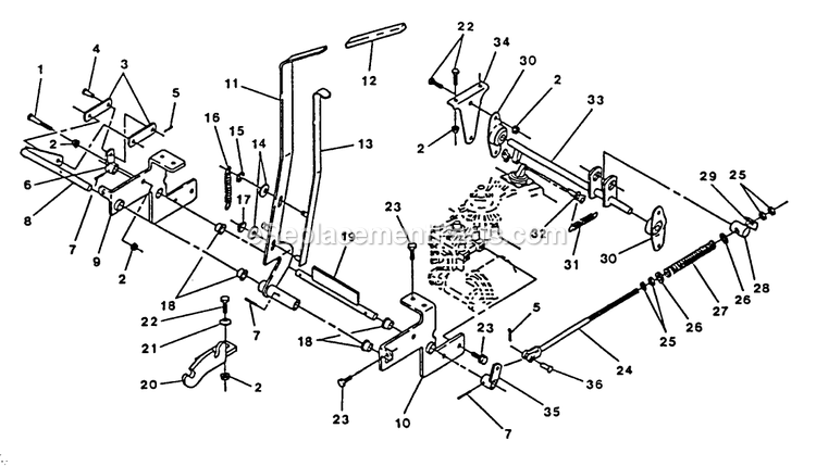 Parking Brake Diagram and Parts List for TR-1800  Exmark Lawn Mower
