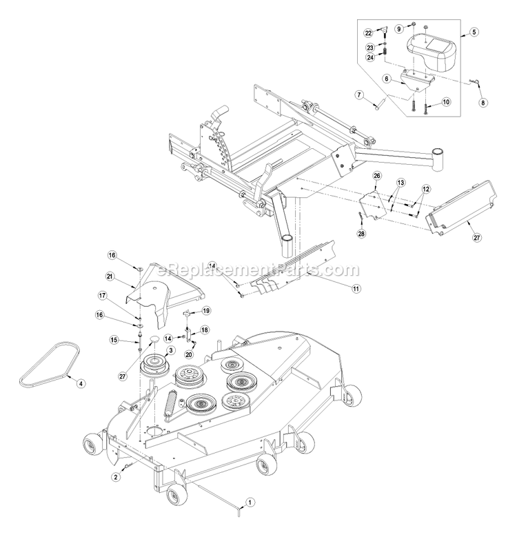 Weight And Belt Drive Components Diagram and Parts List for LZUV52 (510000-599999)(2005) Exmark Lawn Tractor Accessories