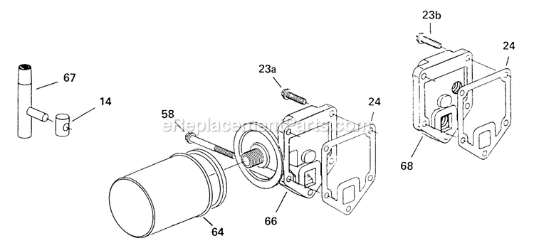 Filter Base Assembly Diagram and Parts List for TR-17K 70000 Exmark Lawn Mower