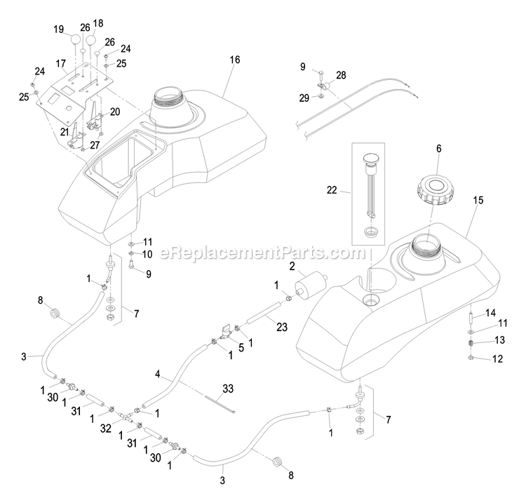 Fuel Group Diagram and Parts List for LHP20KC505 (600000-669999)(2006) Exmark Lawn Mower