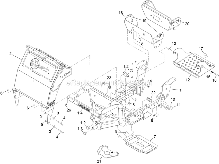 Main Frame Assembly Diagram and Parts List for SSS270CSB00000 (402082300-404314158)(2018) Exmark Sprayer