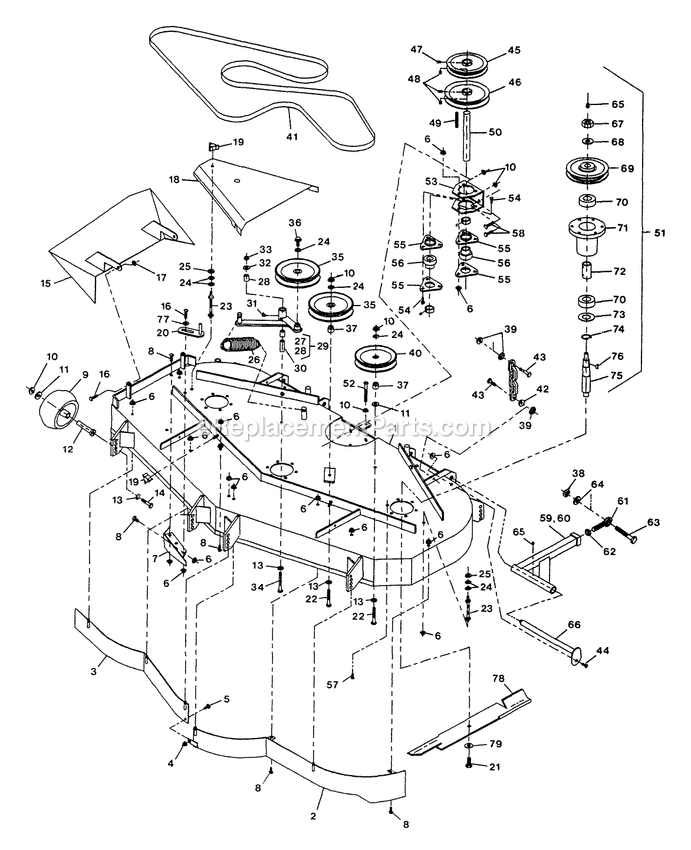 Deck Group (1) Diagram and Parts List for LZ-22KC52 (115000-129999)(1996) Exmark Lawn Mower