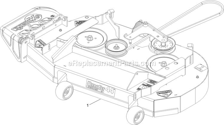 Complete Deck Assembly Diagram and Parts List for PNS600KA443 (313000000-313999999)(2013) Exmark Lawn Mower