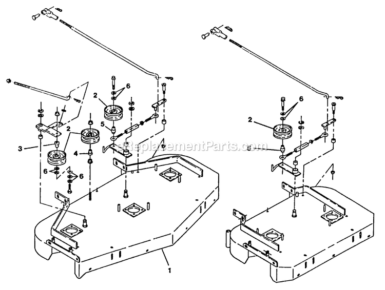 Mower Deck (3) Diagram and Parts List for V32-85B-5 (70000-79999)(1992) Exmark Lawn Mower
