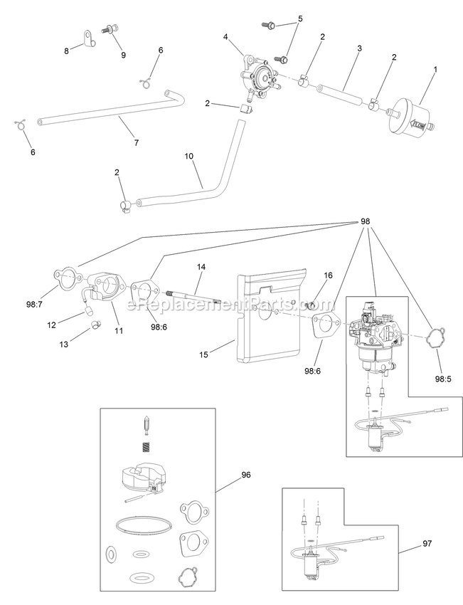Fuel System Assembly Diagram and Parts List for QTS452CEM34200 (400000000-402082299)(2017) Exmark Lawn Mower