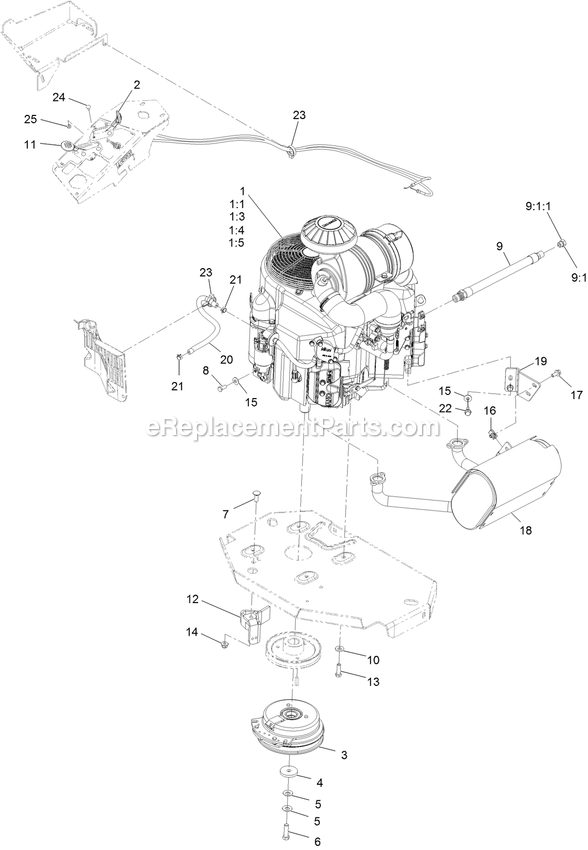 Engine Assembly Diagram and Parts List for LZE751CKA604A1 (404314159-406294344)(2019) Exmark Lawn Mower