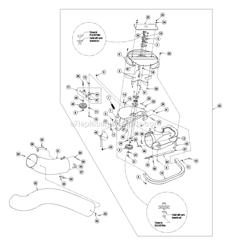 Blower Assembly Diagram and Parts List for UVD6672 (600000-669999)(2006) Exmark Lawn Tractor Accessories