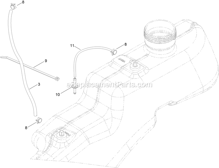 Fuel Delivery Assembly Diagram and Parts List for QTE708GEM50200 (316000000-399999999)(2016) Exmark Lawn Mower