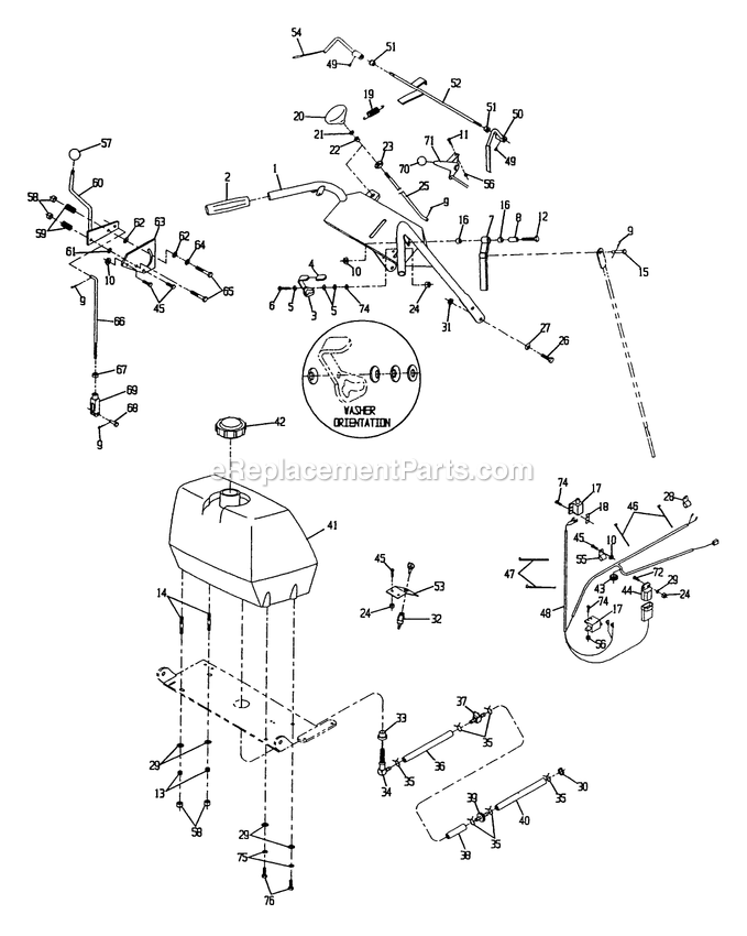 Upper Handles And Controls Diagram and Parts List for VH5216BV (130000-149999)(1997) Exmark Lawn Mower