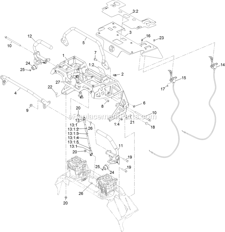 Controls Assembly Diagram and Parts List for STE600CKA32300 (404314159-406294344)(2019) Exmark Lawn Mower
