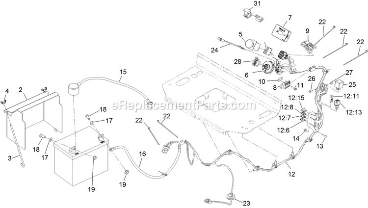 Electrical Assembly Diagram and Parts List for VTS740EKC60400 (400000000-402082299)(2017) Exmark Lawn Mower