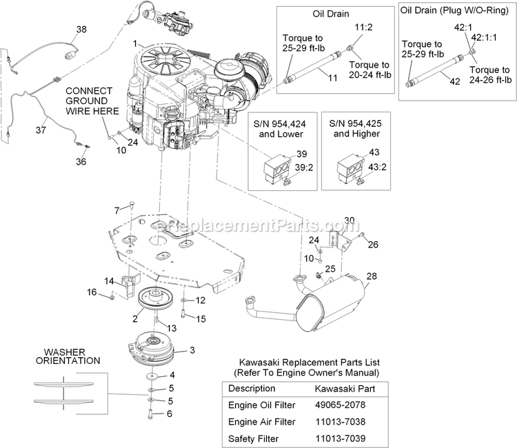 Engine Assembly Diagram and Parts List for LZS29PKA724 (920000-999999)(2011) Exmark Lawn Mower